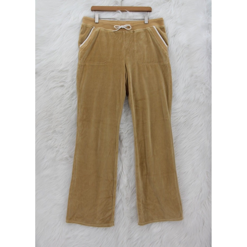 Vintage Tilt Pants Women's M Tan Casual Pockets Velour Velvet Tie Waist Y2K #92